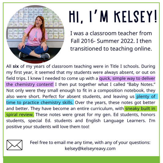 Core Chemistry Curriculum Guided Notes, Slides, Tests & Practice Worksheets