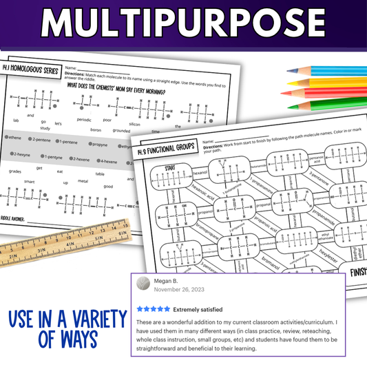 Organic Chemistry Quick Practice Worksheets, Homework or Review