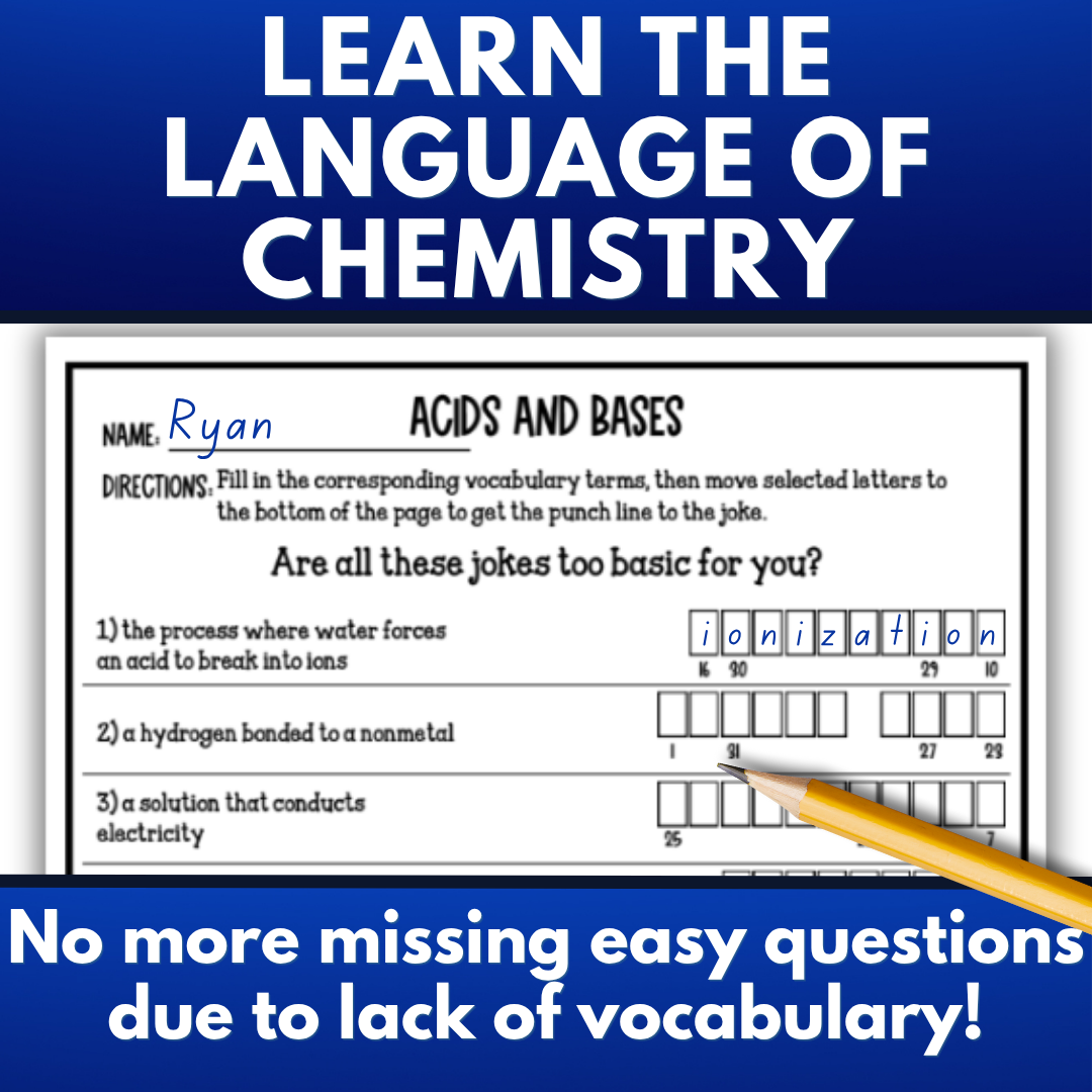 Acids and Bases Vocabulary Review Puzzles, Crossword, Flash Cards, Quiz & More