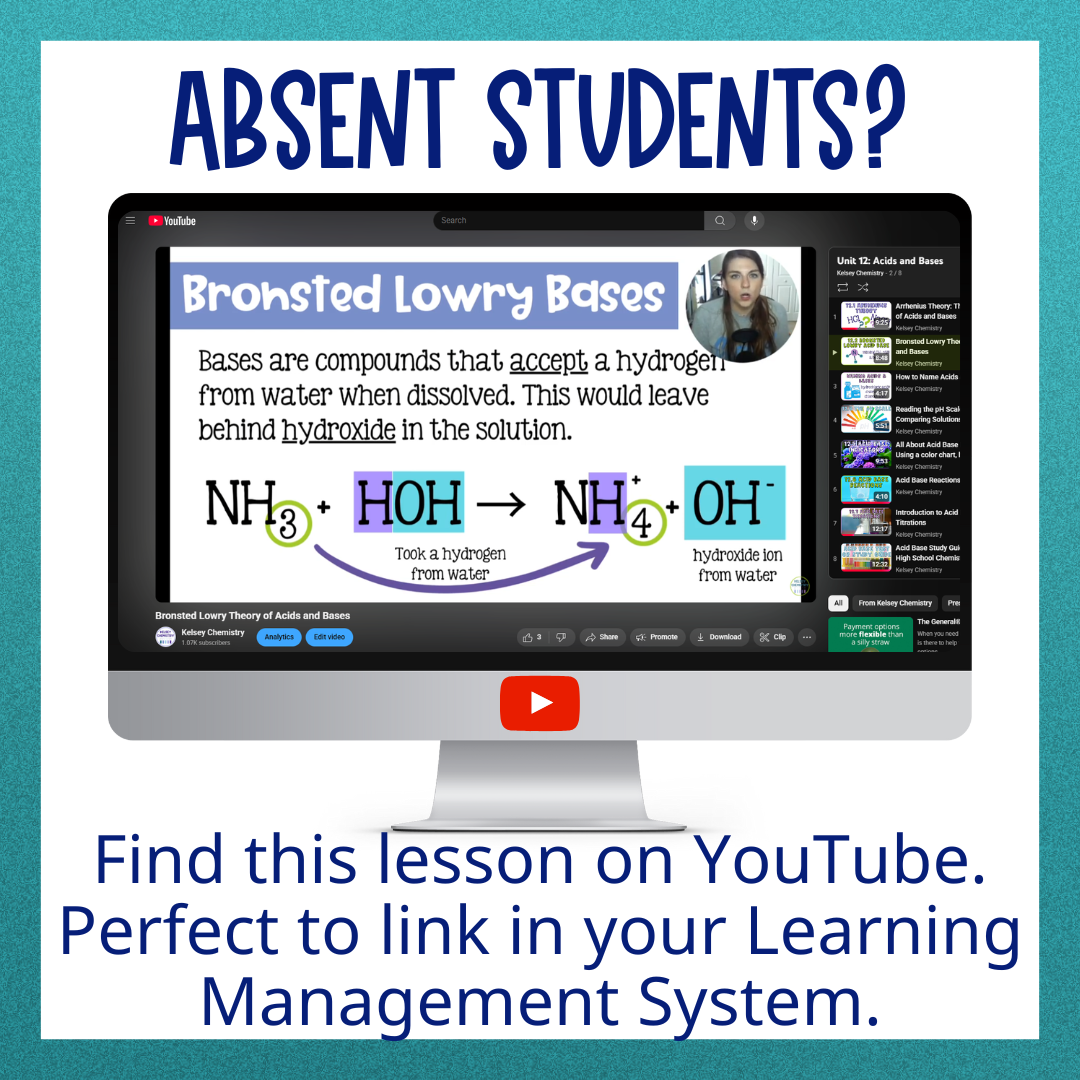 Acid Base Guided Notes Unit with Test, Vocabulary and Practice Worksheets