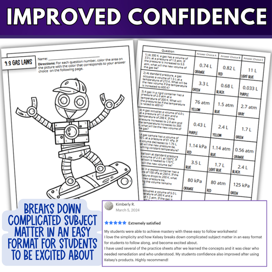 Chemistry of Gases Quick Practice Worksheets, Homework, Classwork