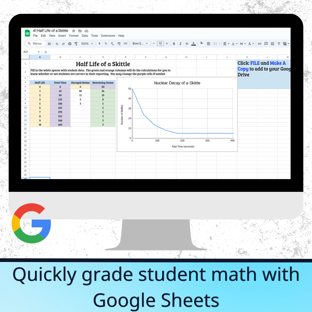 Nuclear Chemistry Half Life Lab Activity, Radioactive Decay Graphing
