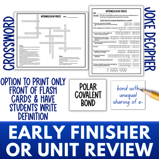 Intermolecular Forces Vocabulary Review: Crossword, Puzzle, Flash Cards, Quiz