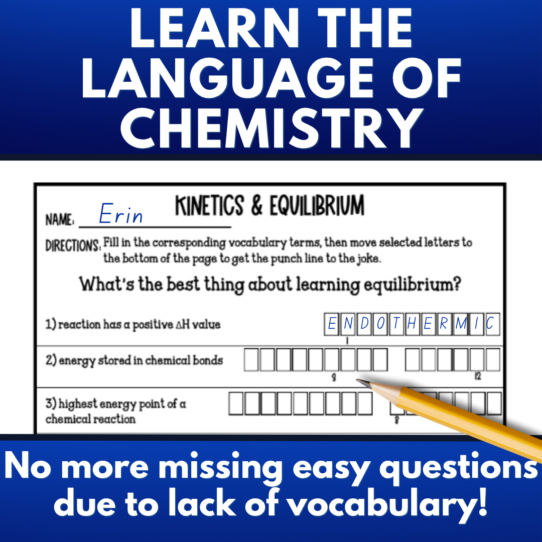 Kinetics and Equilibrium Vocabulary Review, Crossword, Quiz, Flash Cards, Puzzle