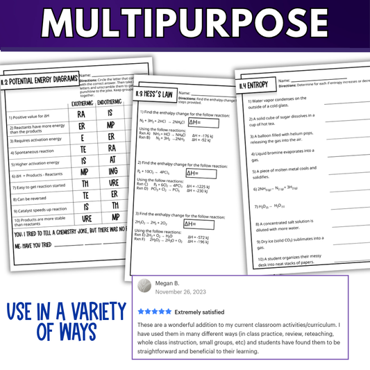 Kinetics & Equilibrium Quick Practice Worksheets, Homework, Classwork
