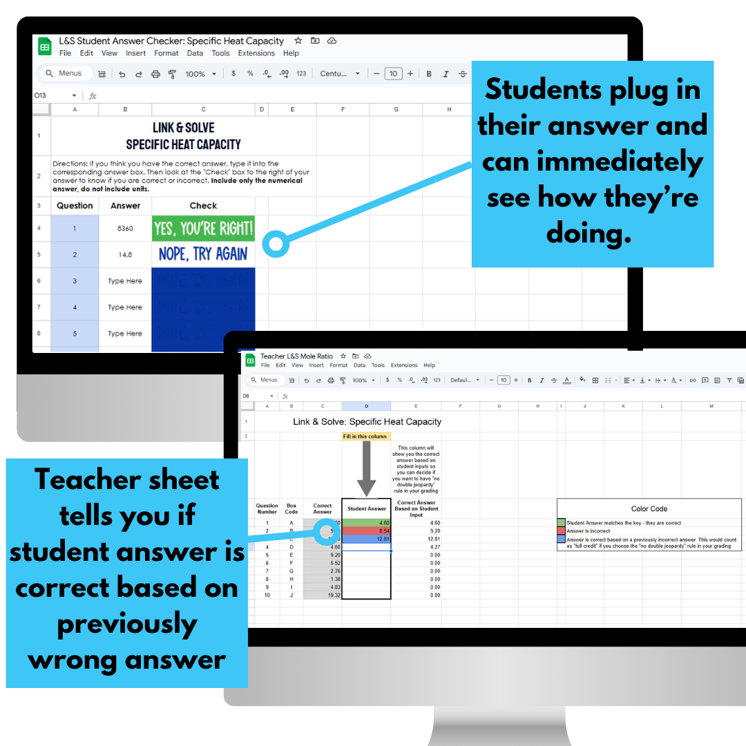 Self Checking Mole Ratio Problem Solving Worksheet Link & Solve