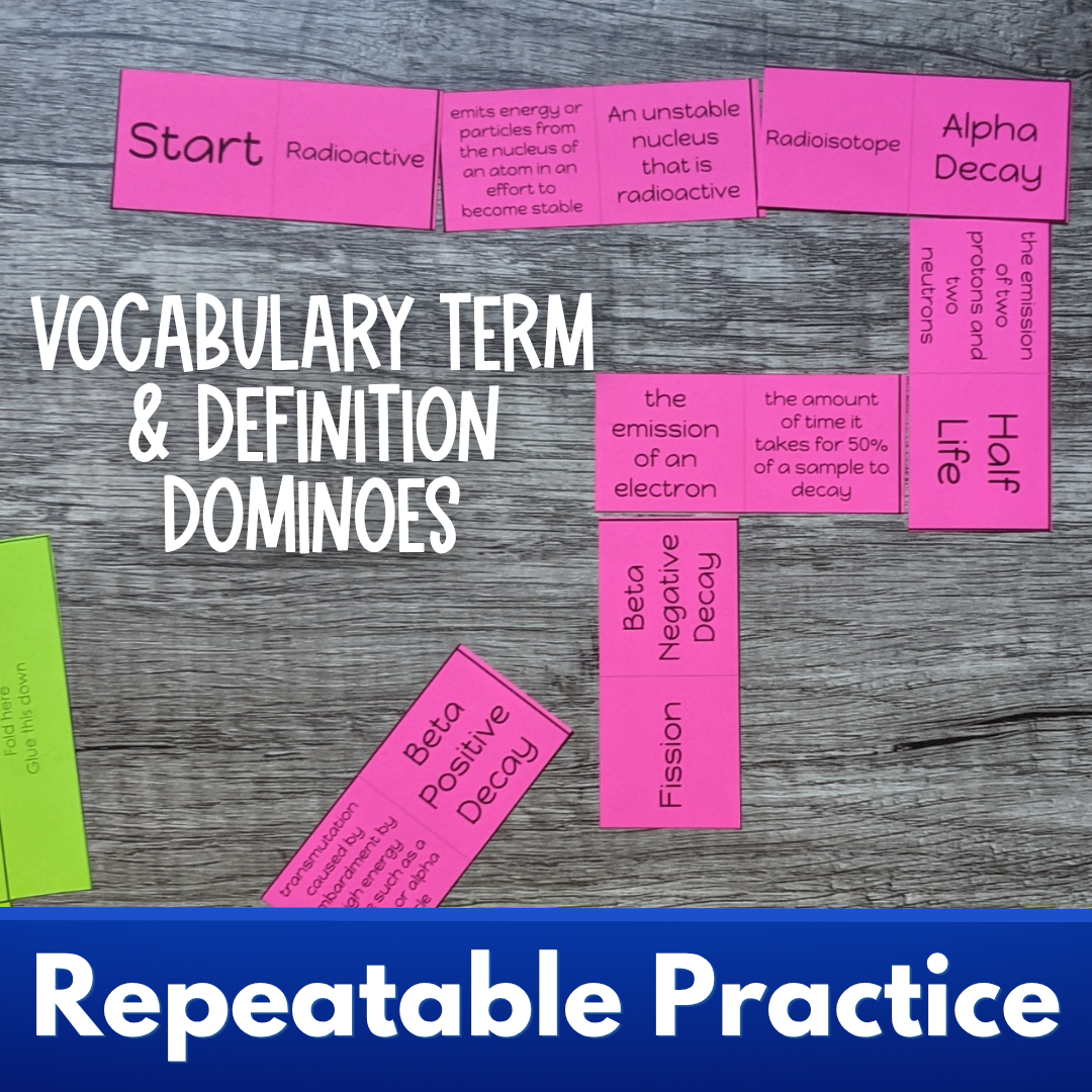 Nuclear Chemistry Vocabulary Review Games, Puzzles, Crossword, Flash Cards