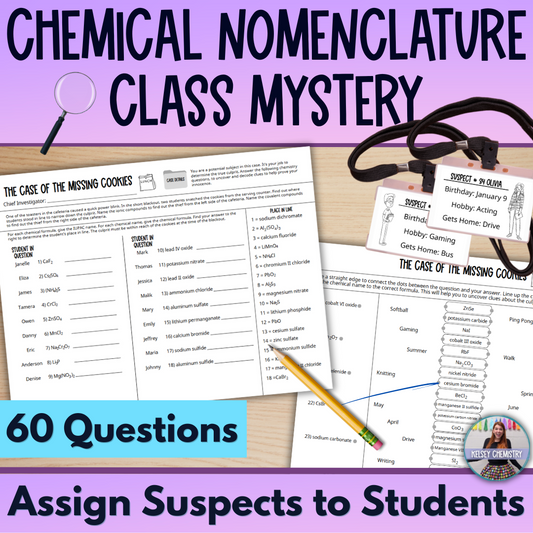 Chemical Nomenclature Mystery Worksheet Activity, Ionic and Covalent Naming