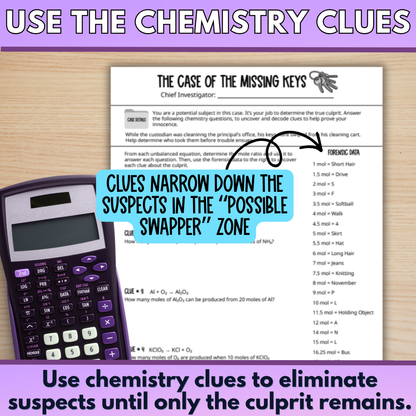 Mole Ratio Mystery Activity, Stoichiometry Chemistry Practice & Review Worksheet