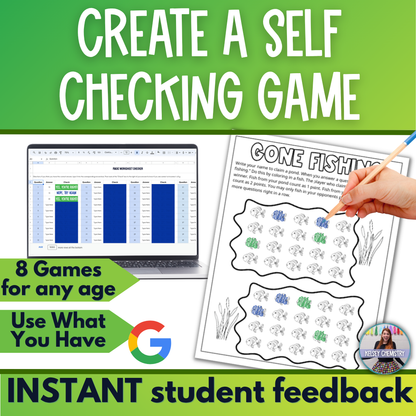 Self Checking Worksheet Template and Games for Any Age or Content, Classroom Use