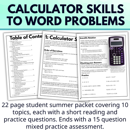 Chemistry Summer Assignment Math Review Packet, Mystery Activity, Back to School