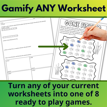 Self Checking Worksheet Template and Games for Any Age or Content, Classroom Use