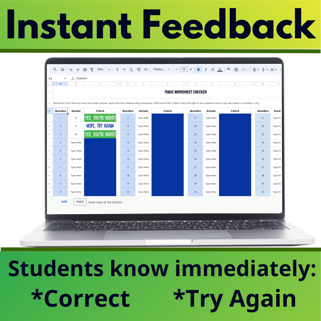 Self Checking Worksheet Template and Games for Any Age or Content, Classroom Use
