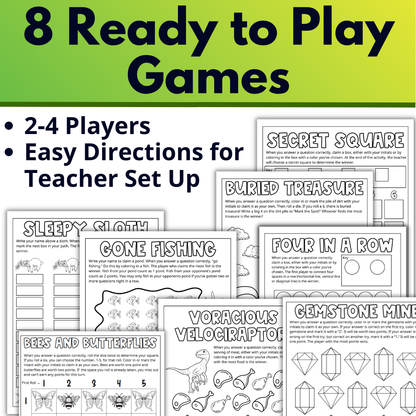 Self Checking Worksheet Template and Games for Any Age or Content, Classroom Use