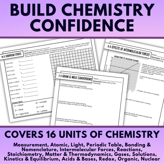 Chemistry Worksheets Year Long Workbook, Quick Practice, Homework Bundle