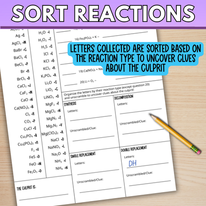 Predicting Products of Chemical Reactions and Reaction Types Mystery Activity