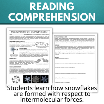 Chemistry Christmas Science of Snowflakes Winter Activities Intermolecular Force