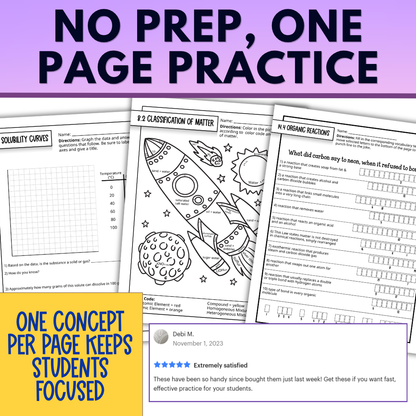 Chemistry Worksheets Year Long Workbook, Quick Practice, Homework Bundle