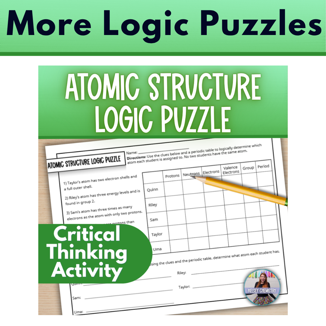 Isotopes and Mass Number Logic Puzzle Review Activity Chemistry Worksheet