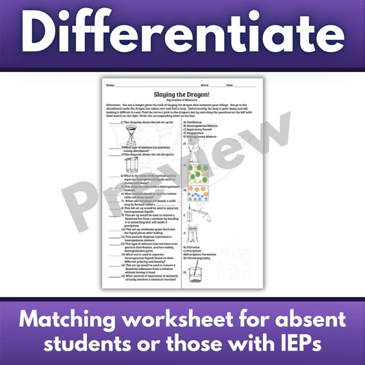 Separation of Mixtures Activity High School Level Chemistry Quest
