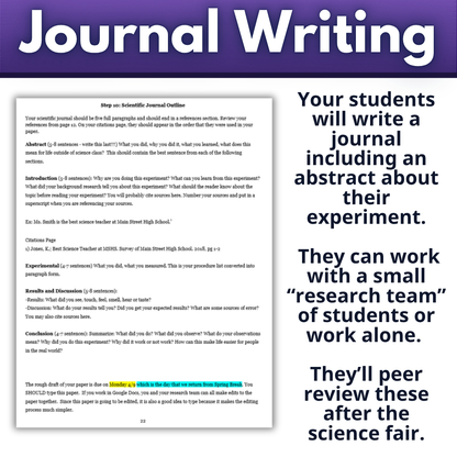 High School Science Fair Student Workbook, Editable