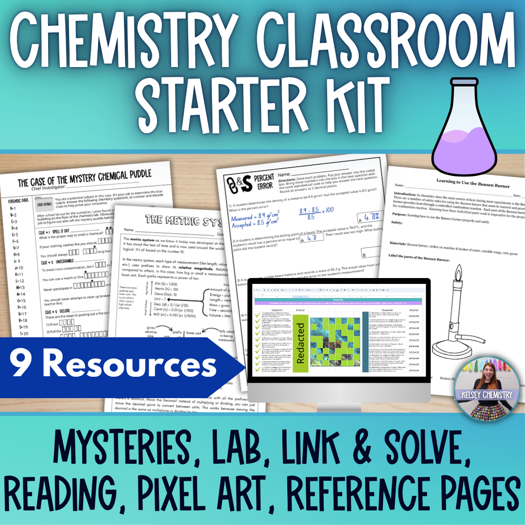 High School Chemistry Classroom Starter Kit, Back to School Activities for Chem
