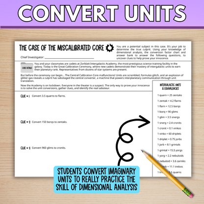 Dimensional Analysis, Factor Label Method, Mystery Worksheet Activity