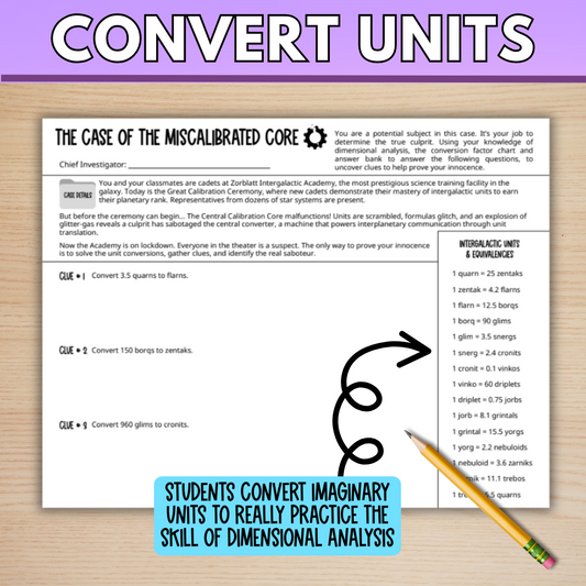 Dimensional Analysis, Factor Label Method, Mystery Worksheet Activity