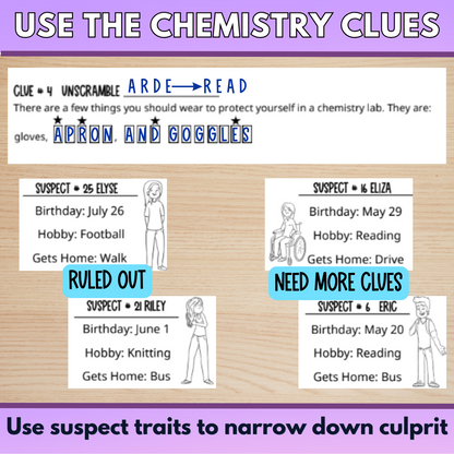 Chemistry Lab Safety Mystery Worksheet Activity for Whole Class Review