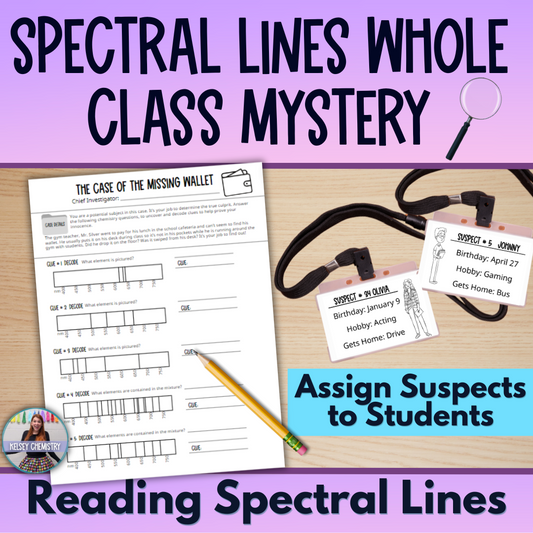 Reading Spectral Lines Chemistry Mystery Whole Class Activity Worksheet