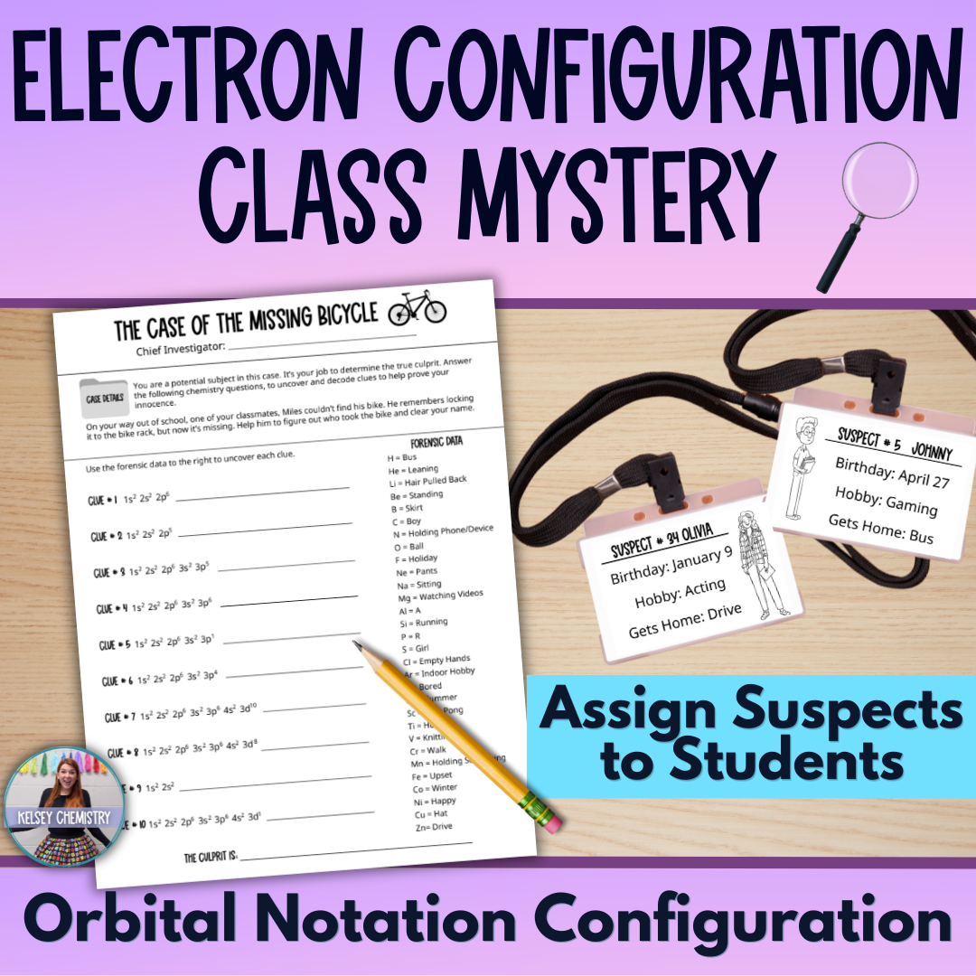 Reading Electron Configuration & Identifying Elements Mystery Worksheet Activity
