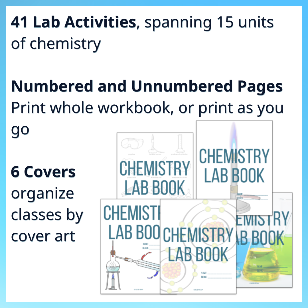 Chemistry Lab Manual Book, 41 Labs, High School Lab Activities, Full Year