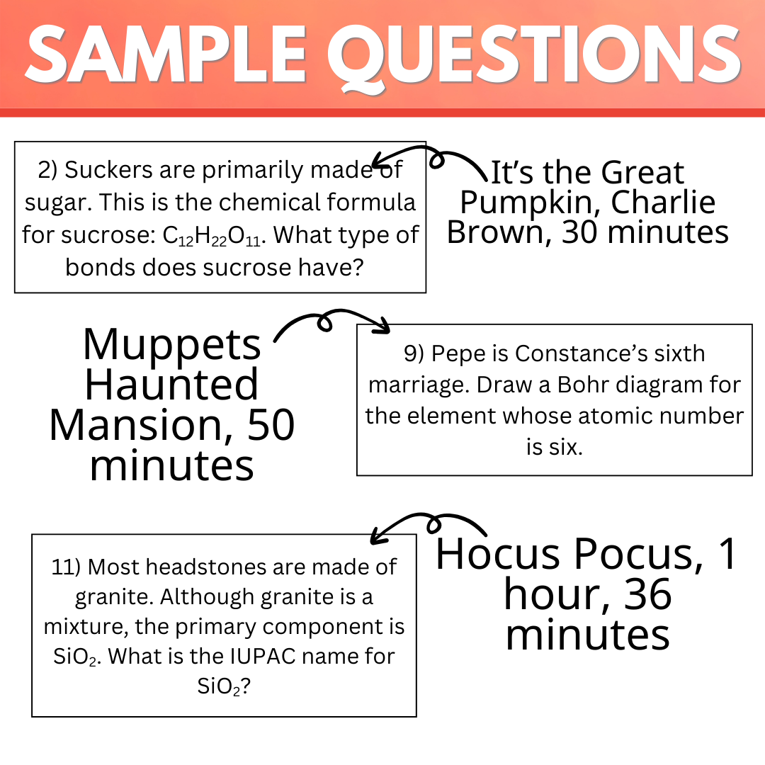 Chemistry Halloween, Science of Glow Sticks, Fall Activities Electron Excitation