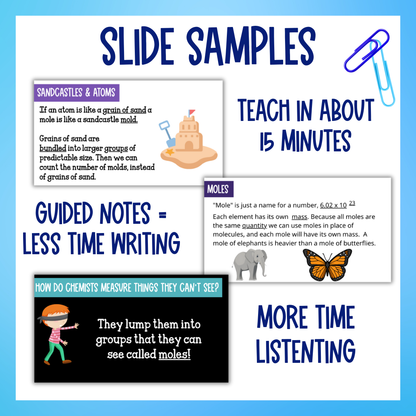 Stoichiometry Guided Notes Unit Bundle with Practice Worksheets and Tests