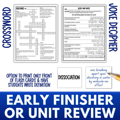 Acids and Bases Vocabulary Review Puzzles, Crossword, Flash Cards, Quiz & More