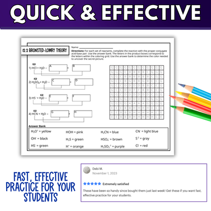 Acids and Bases Quick Practice Worksheets, Homework, Classwork