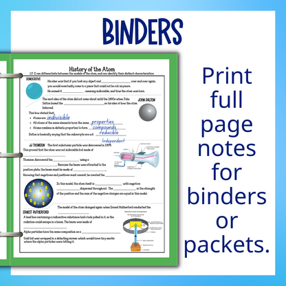 Atomic Theory Unit Bundle, Practice Worksheets, Unit Test, Vocabulary Activities