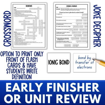Atomic Theory & Structure Vocabulary Activity Pack, Crossword, Flash Cards, Quiz