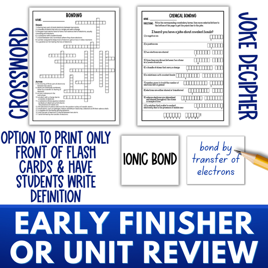 Atomic Theory & Structure Vocabulary Activity Pack, Crossword, Flash Cards, Quiz