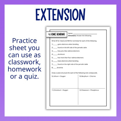 Chemical Bonding & Nomenclature Unit Guided Notes with Worksheets and Test
