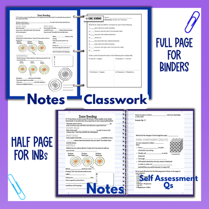 Chemical Bonding & Nomenclature Unit Guided Notes with Worksheets and Test