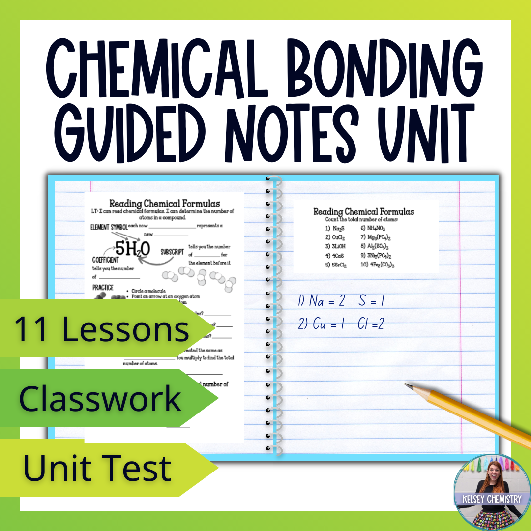 Chemical Bonding & Nomenclature Unit Guided Notes with Worksheets and Test