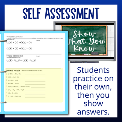 Chemical Reactions and Equations Guided Notes Unit Bundle with Worksheets & Test