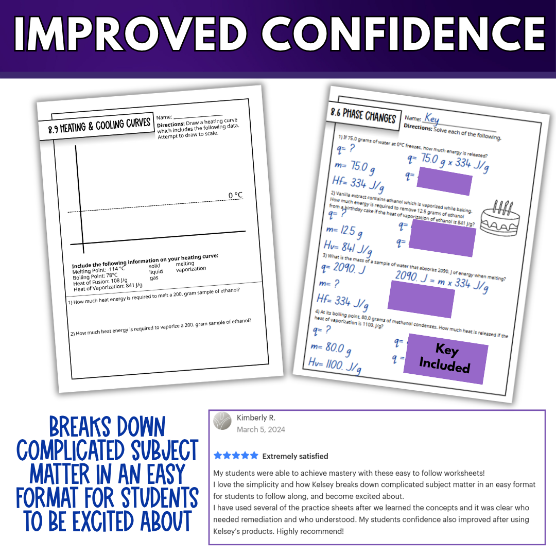 Matter and Energy, Thermodynamics Quick Practice Worksheets, Homework, Classwork