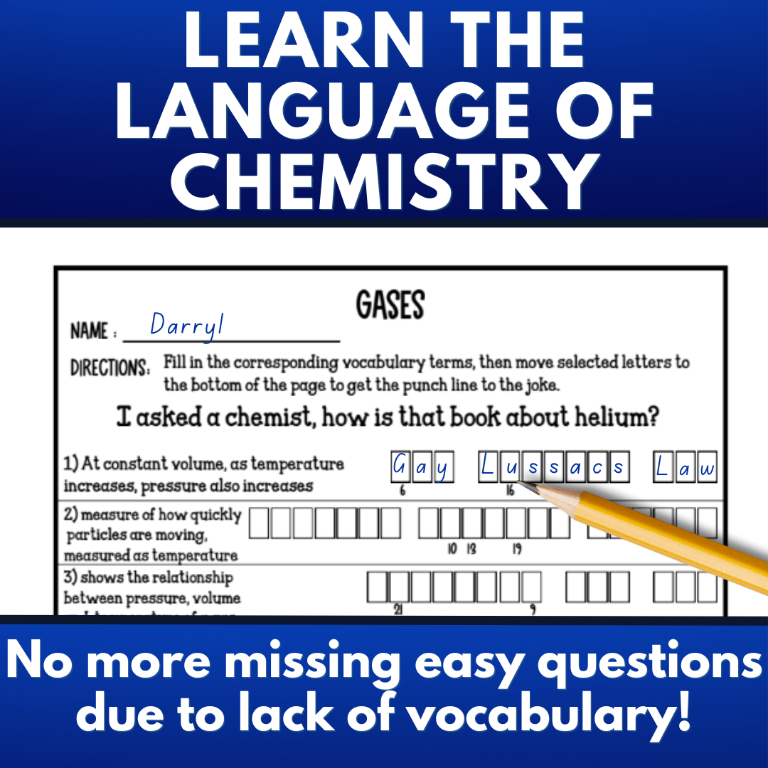 Behavior of Gases Unit Bundle with Practice Worksheets and Test for Chemistry