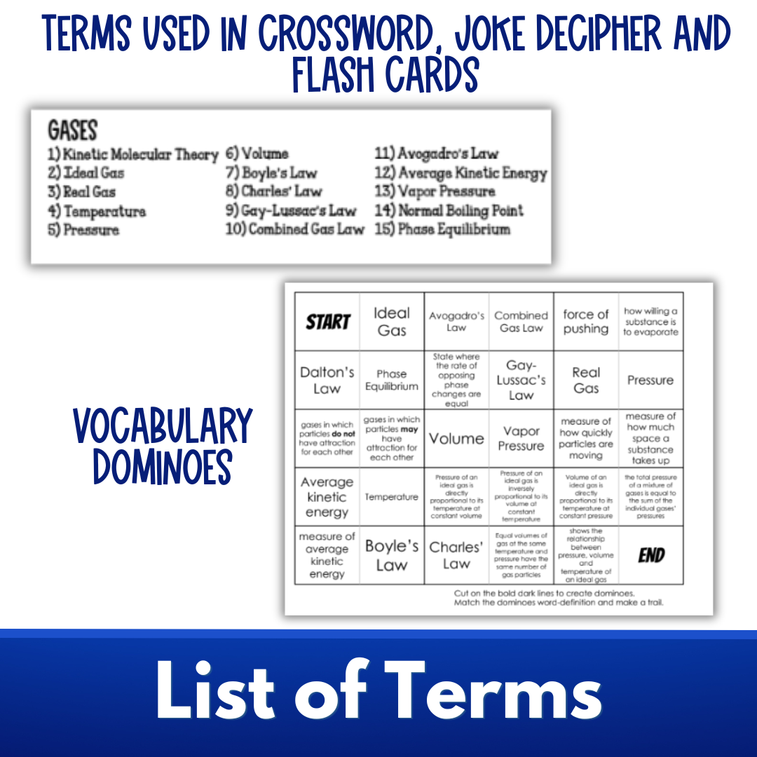 Behavior of Gases Unit Bundle with Practice Worksheets and Test for Chemistry