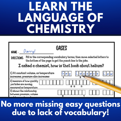 chemistry worksheet for gases vocabulary terms joke puzzle