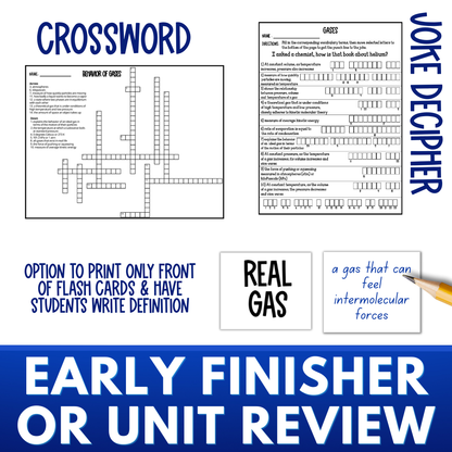 Behavior of Gases Unit Bundle with Practice Worksheets and Test for Chemistry