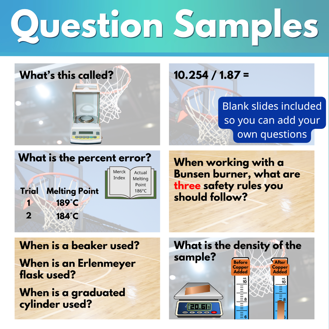 Chemistry Review Measurement and Tools Unit Trashketball Class Activity