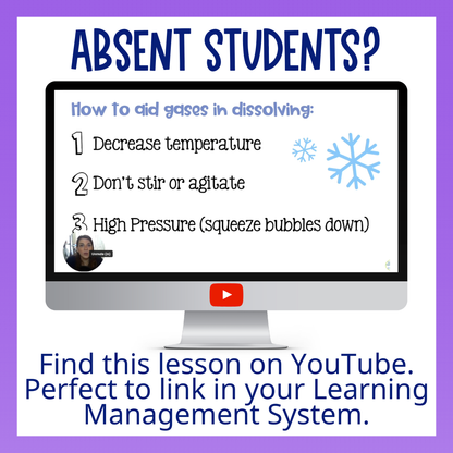 Chemistry of Solutions Guided Notes Unit with Worksheets, Tests and Vocabulary